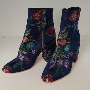 Zara Basic blue floral booties - size 37 US 7